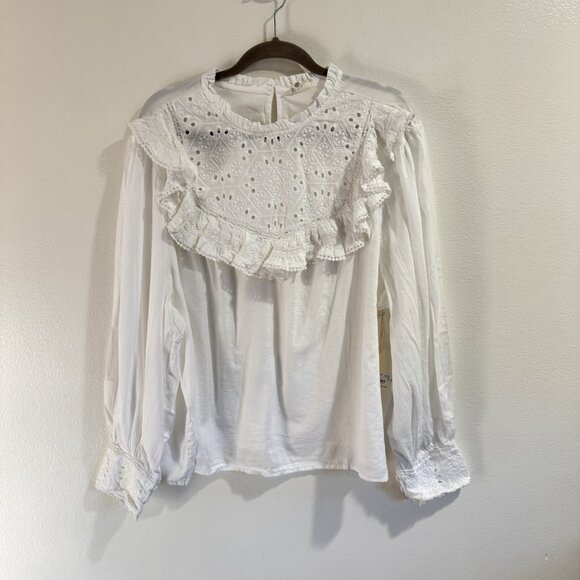 a.n.a Tops - NWT ANA A New Approach Shirt 3X White Eyelet Lace Ruffle Peasant Victorian